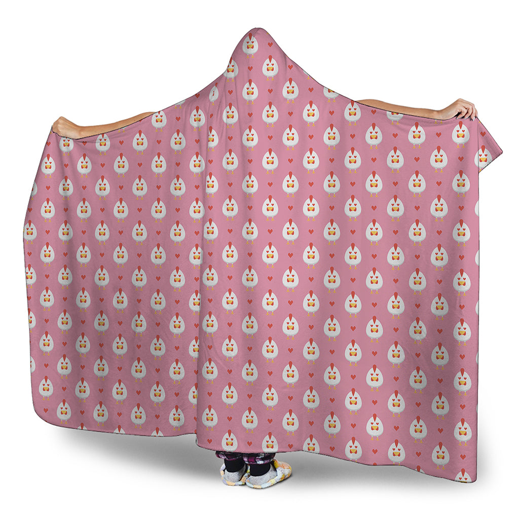 Chicken Love Emoji Pattern Print Hooded Blanket