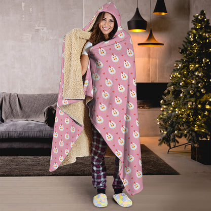 Chicken Love Emoji Pattern Print Hooded Blanket