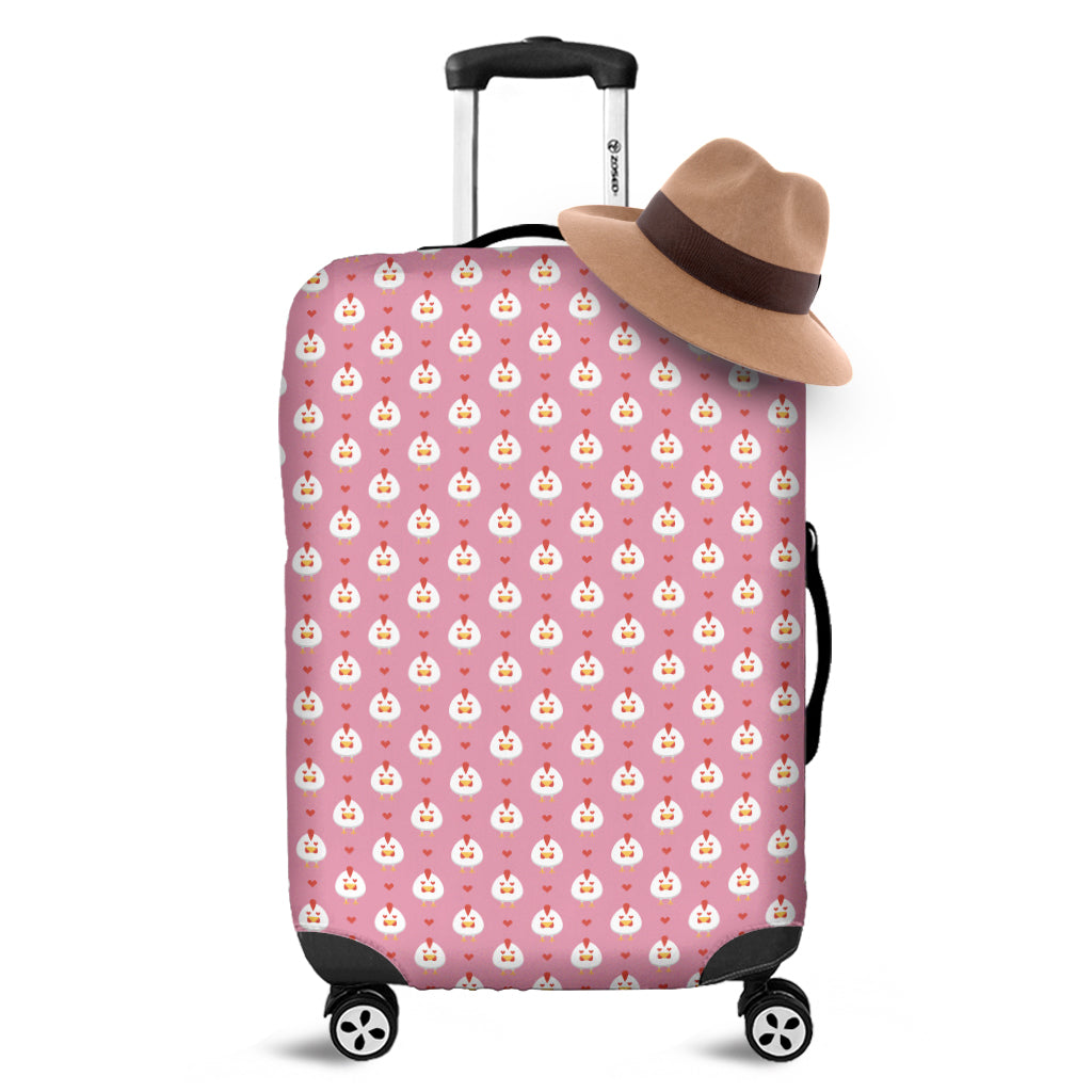 Chicken Love Emoji Pattern Print Luggage Cover