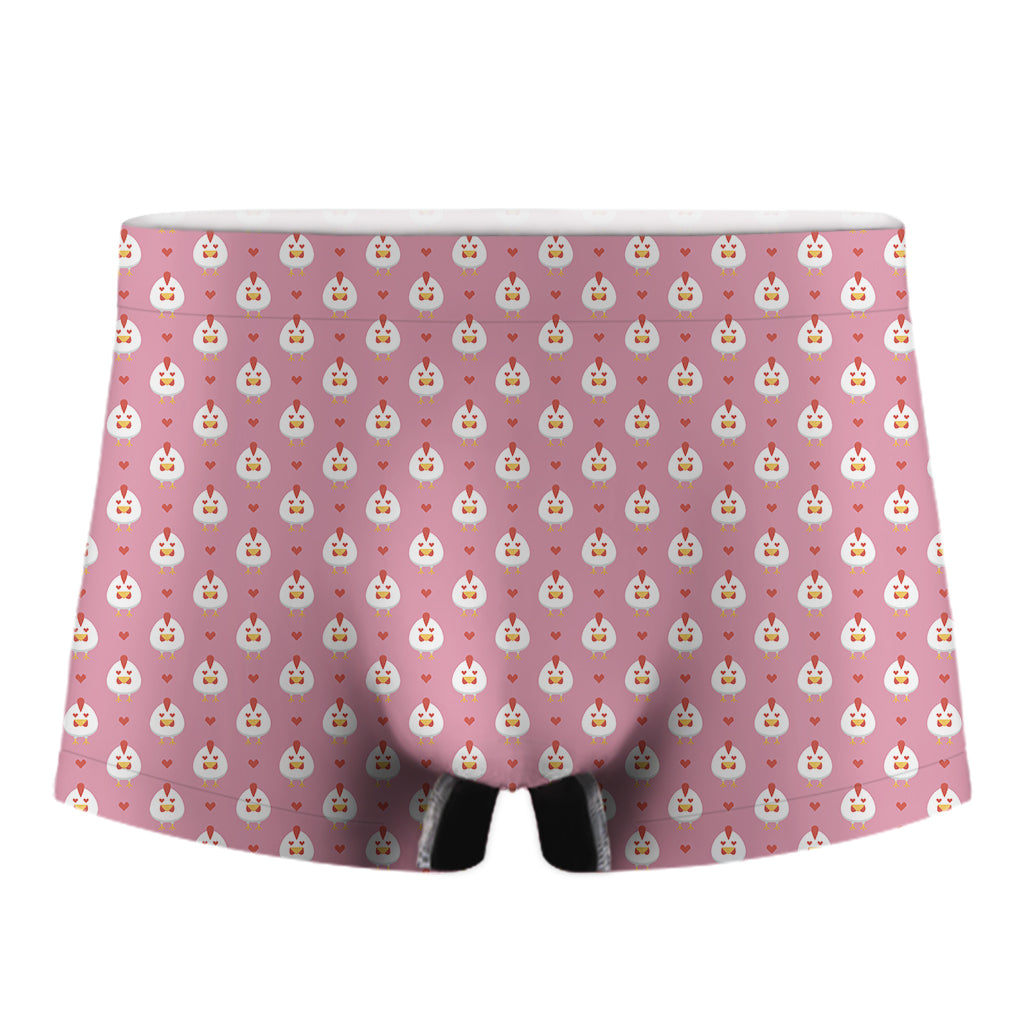 Chicken Love Emoji Pattern Print Men's Boxer Briefs