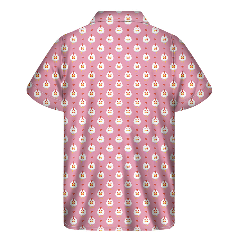 Chicken Love Emoji Pattern Print Men's Short Sleeve Shirt