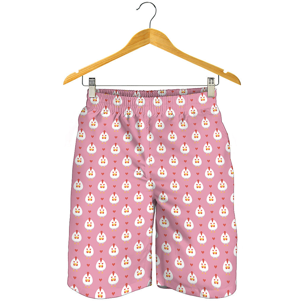 Chicken Love Emoji Pattern Print Men's Shorts