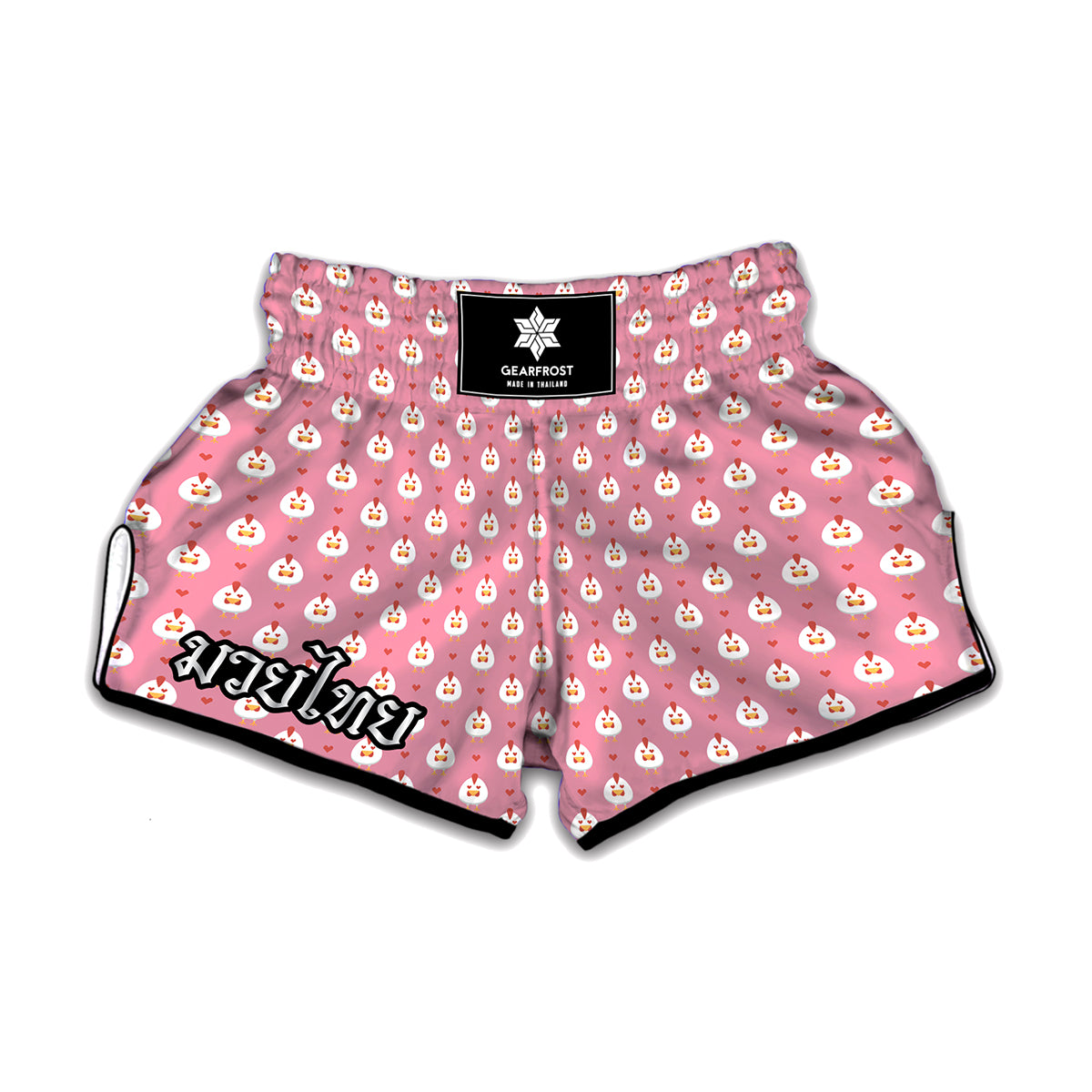 Chicken Love Emoji Pattern Print Muay Thai Boxing Shorts