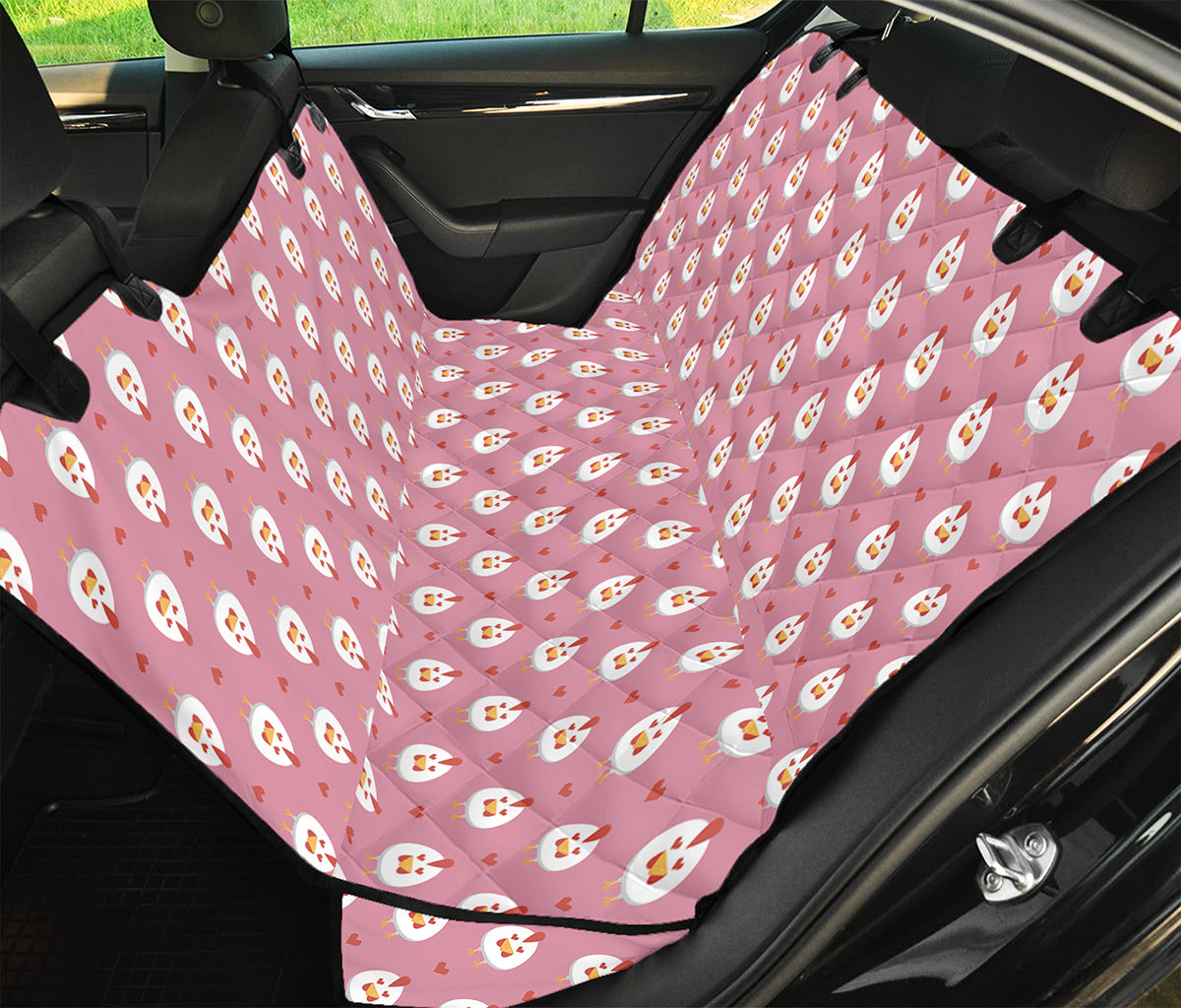 Chicken Love Emoji Pattern Print Pet Car Back Seat Cover