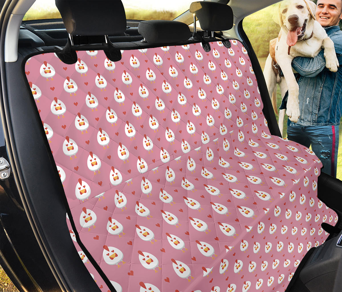 Chicken Love Emoji Pattern Print Pet Car Back Seat Cover