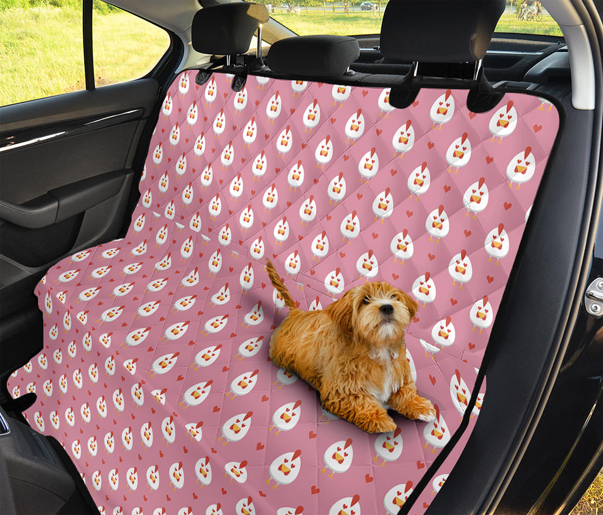 Chicken Love Emoji Pattern Print Pet Car Back Seat Cover