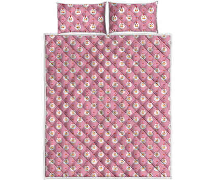 Chicken Love Emoji Pattern Print Quilt Bed Set
