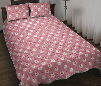 Chicken Love Emoji Pattern Print Quilt Bed Set