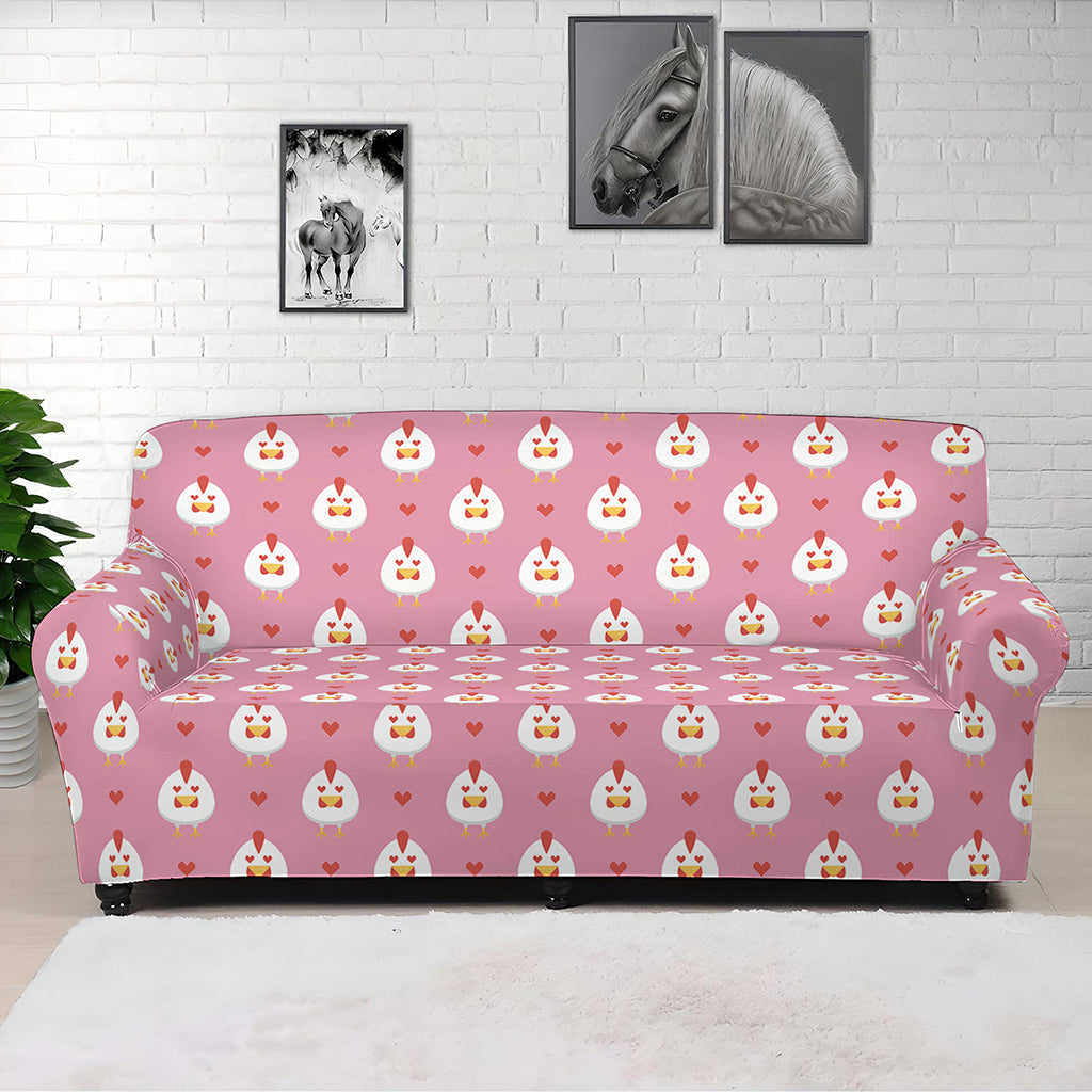 Chicken Love Emoji Pattern Print Sofa Cover