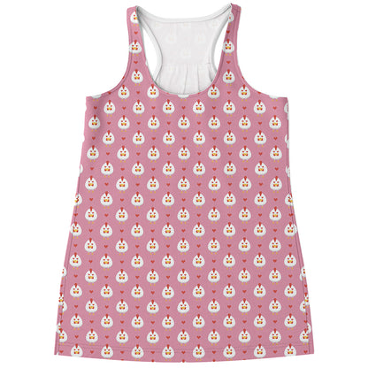 Chicken Love Emoji Pattern Print Women's Racerback Tank Top