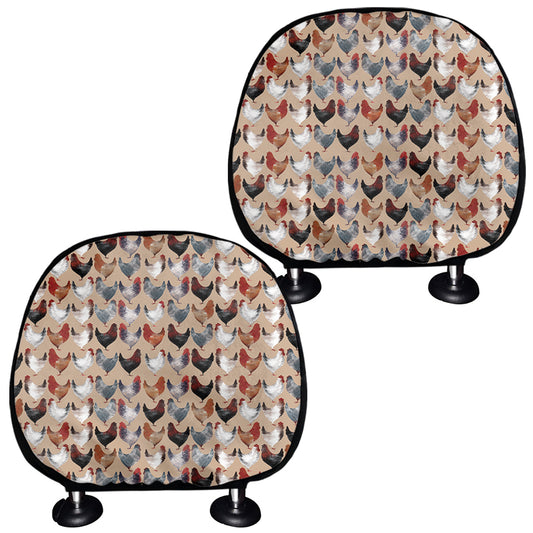 Chicken Painting Pattern Print Car Headrest Covers
