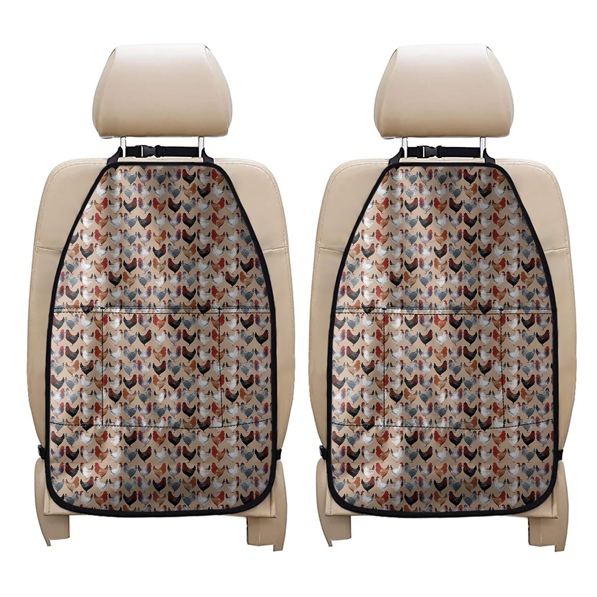 Chicken Painting Pattern Print Car Seat Organizers