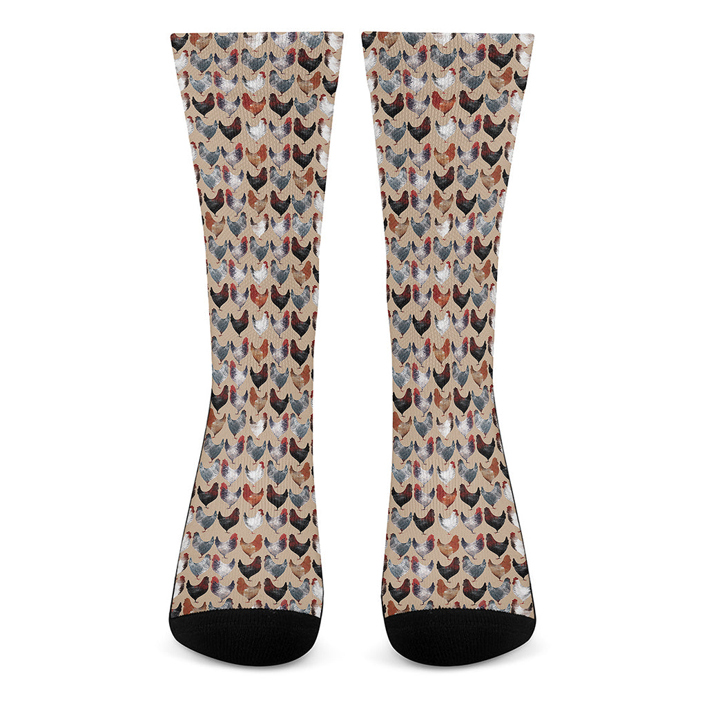 Chicken Painting Pattern Print Crew Socks