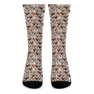 Chicken Painting Pattern Print Crew Socks