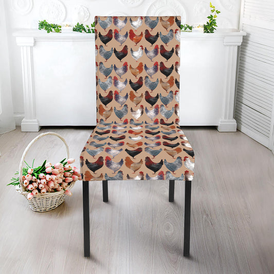Chicken Painting Pattern Print Dining Chair Slipcover
