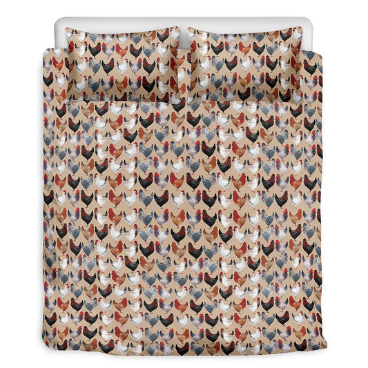 Chicken Painting Pattern Print Duvet Cover Bedding Set