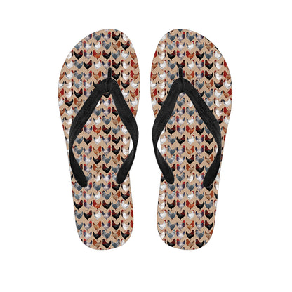 Chicken Painting Pattern Print Flip Flops