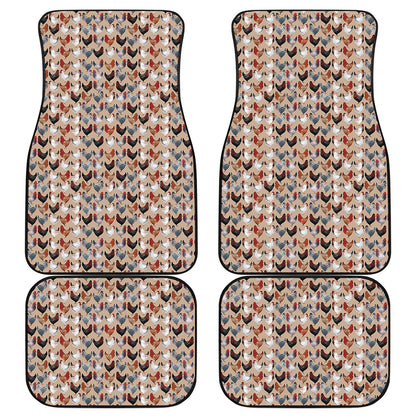 Chicken Painting Pattern Print Front and Back Car Floor Mats