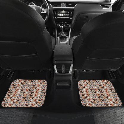 Chicken Painting Pattern Print Front and Back Car Floor Mats