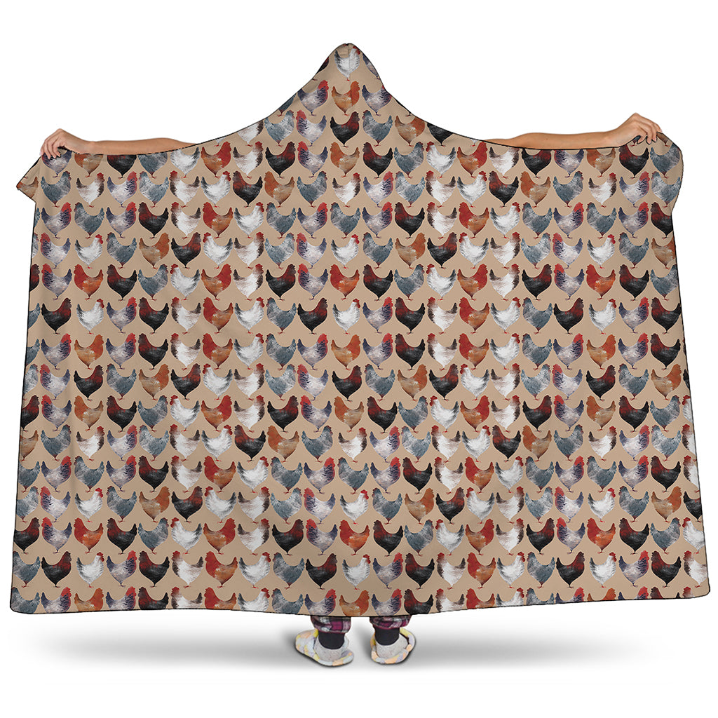 Chicken Painting Pattern Print Hooded Blanket