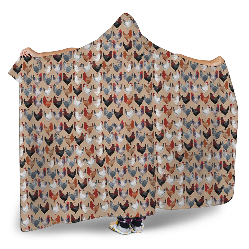 Chicken Painting Pattern Print Hooded Blanket