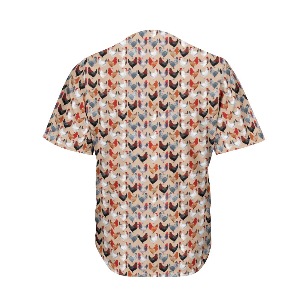 Chicken Painting Pattern Print Men's Baseball Jersey