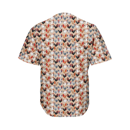 Chicken Painting Pattern Print Men's Baseball Jersey