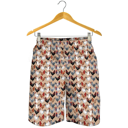 Chicken Painting Pattern Print Men's Shorts