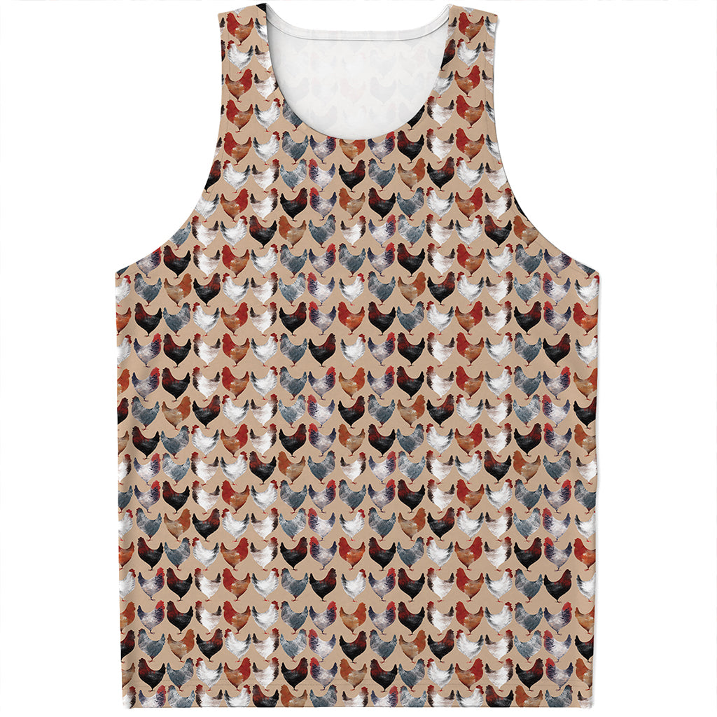Chicken Painting Pattern Print Men's Tank Top
