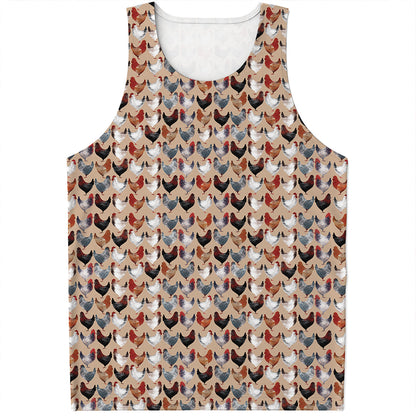 Chicken Painting Pattern Print Men's Tank Top