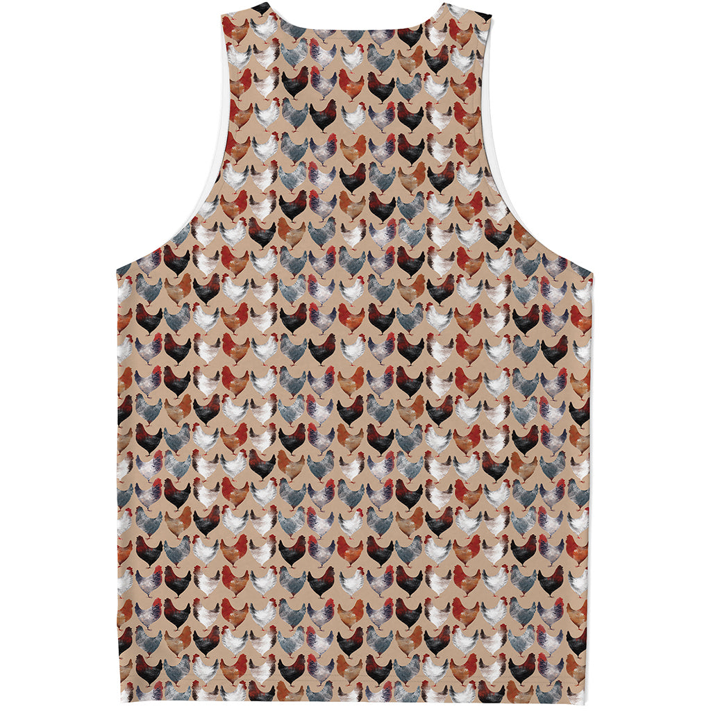 Chicken Painting Pattern Print Men's Tank Top