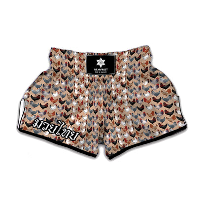 Chicken Painting Pattern Print Muay Thai Boxing Shorts