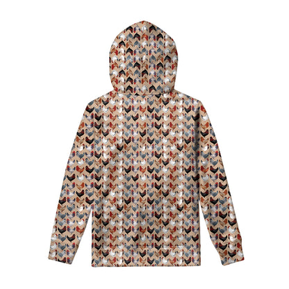 Chicken Painting Pattern Print Pullover Hoodie
