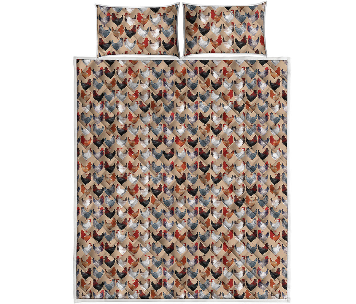 Chicken Painting Pattern Print Quilt Bed Set