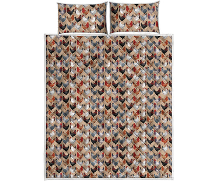 Chicken Painting Pattern Print Quilt Bed Set