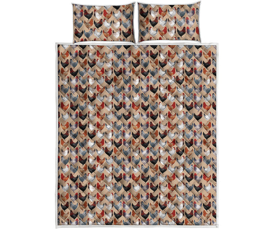 Chicken Painting Pattern Print Quilt Bed Set
