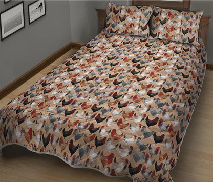 Chicken Painting Pattern Print Quilt Bed Set