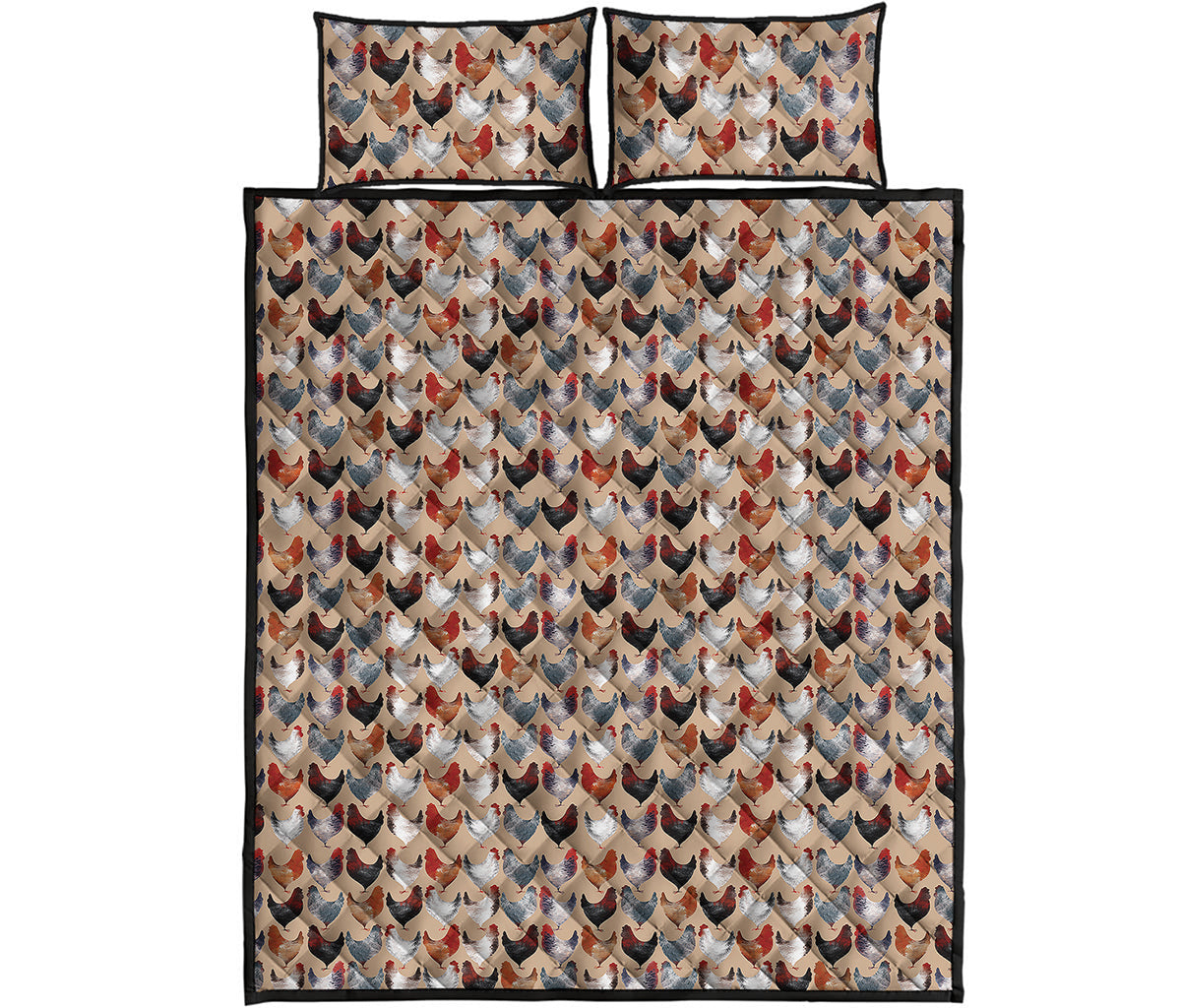 Chicken Painting Pattern Print Quilt Bed Set