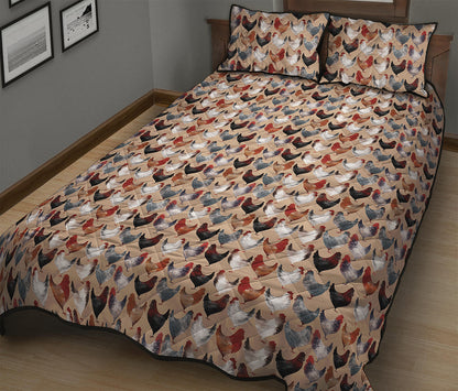 Chicken Painting Pattern Print Quilt Bed Set