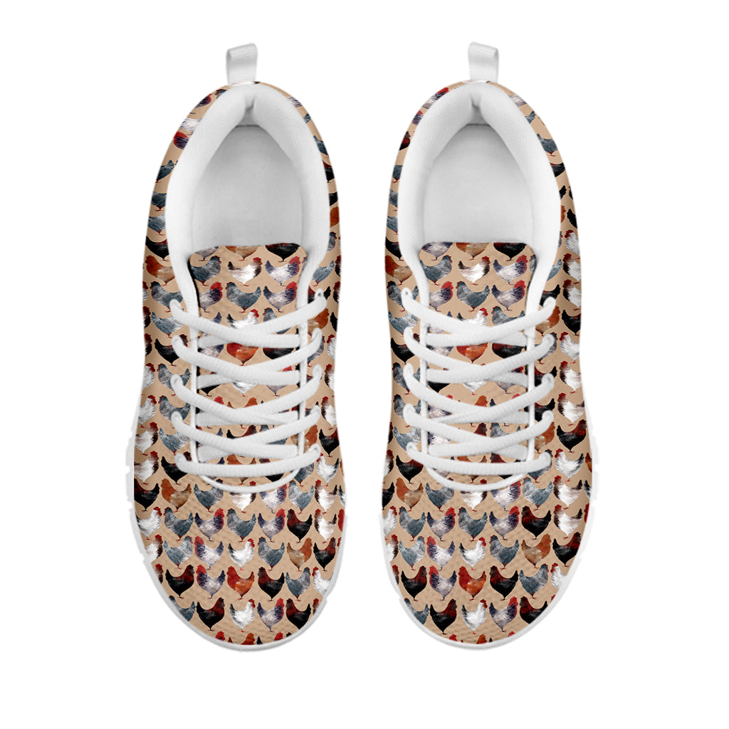 Chicken Painting Pattern Print White Sneakers