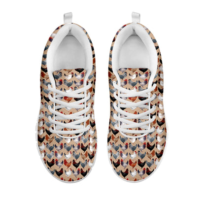 Chicken Painting Pattern Print White Sneakers