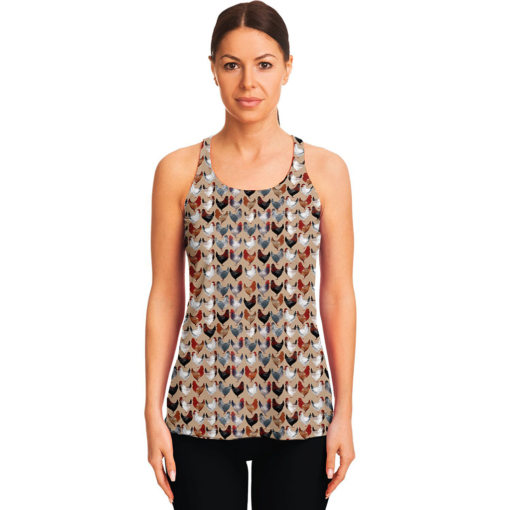 Chicken Painting Pattern Print Women's Racerback Tank Top