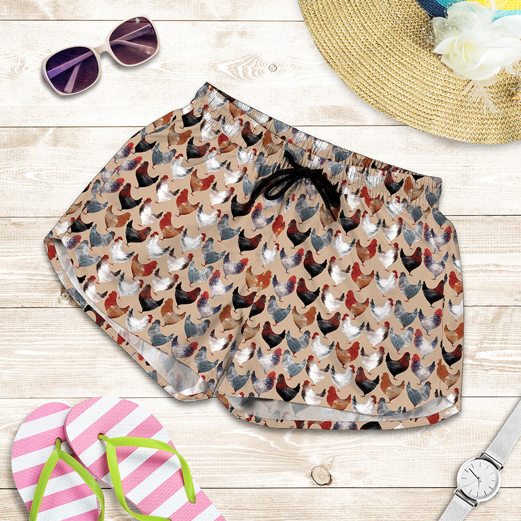 Chicken Painting Pattern Print Women's Shorts