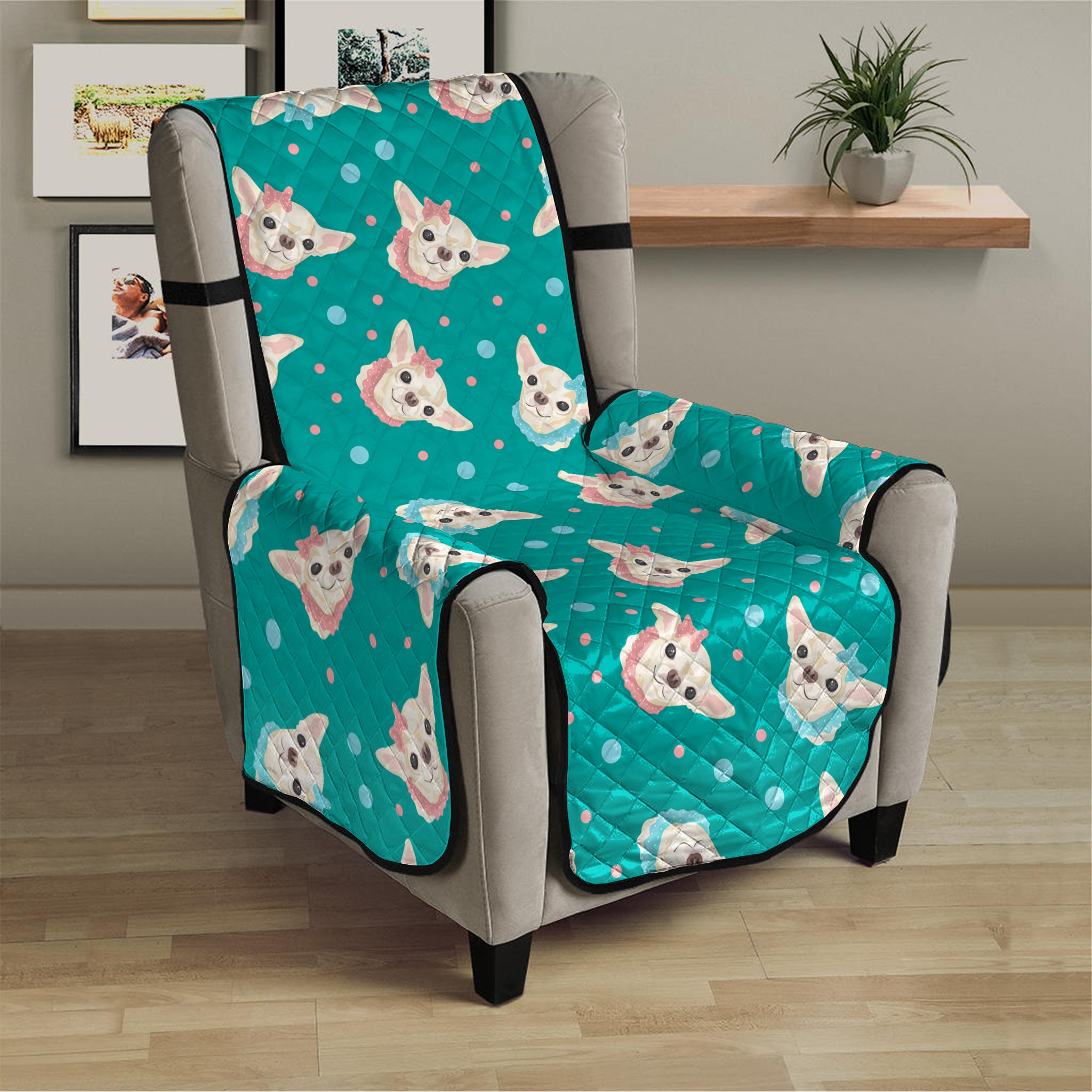 Chihuahua Puppy Pattern Print Armchair Protector