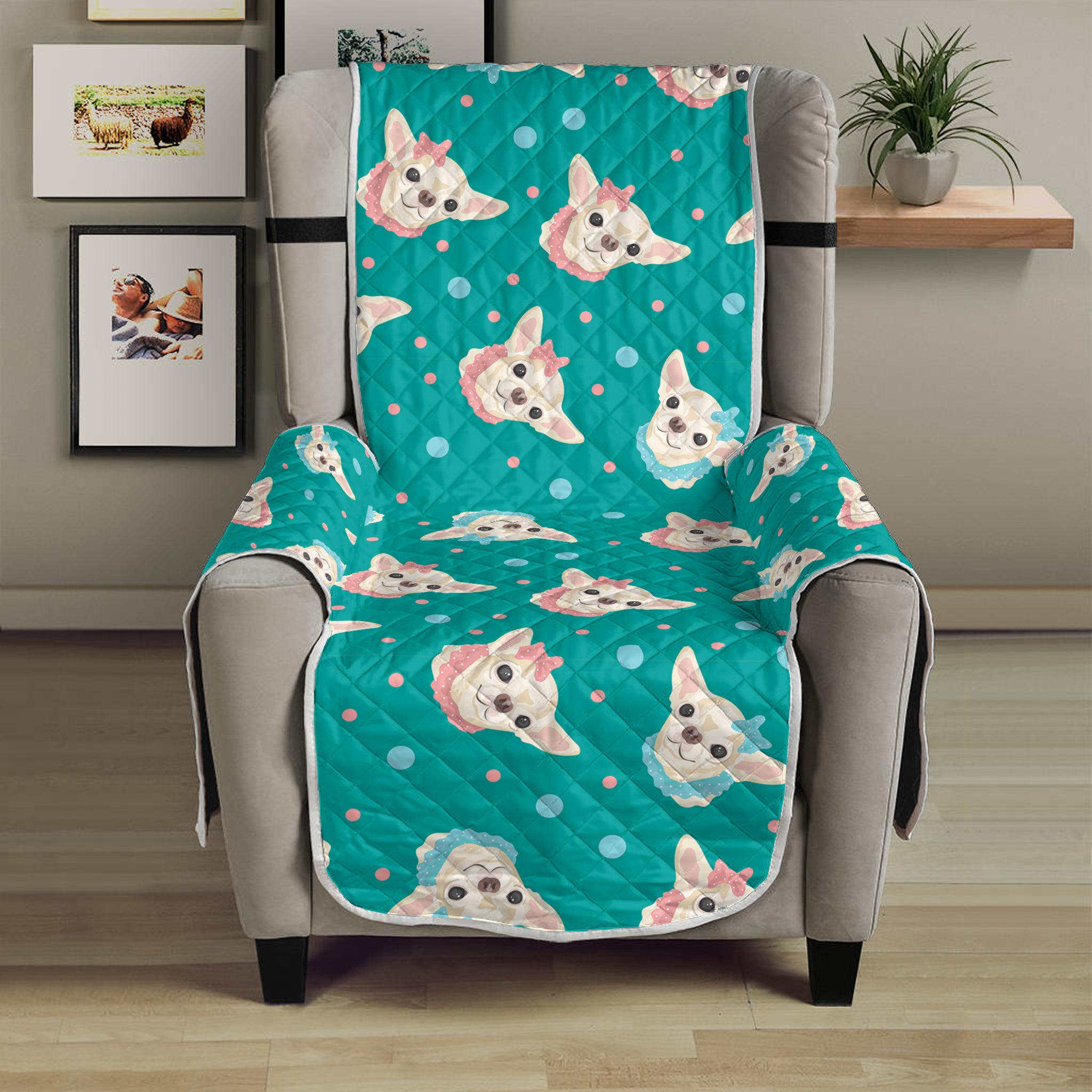 Chihuahua Puppy Pattern Print Armchair Protector