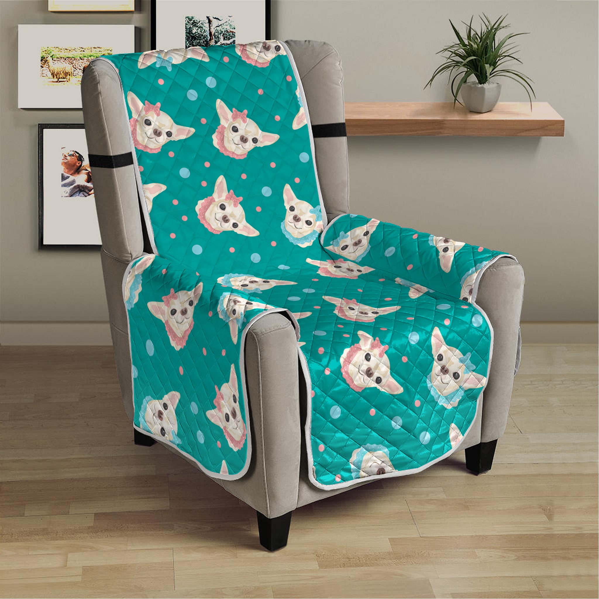 Chihuahua Puppy Pattern Print Armchair Protector