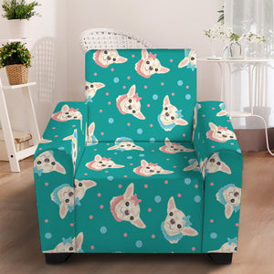 Chihuahua Puppy Pattern Print Armchair Slipcover