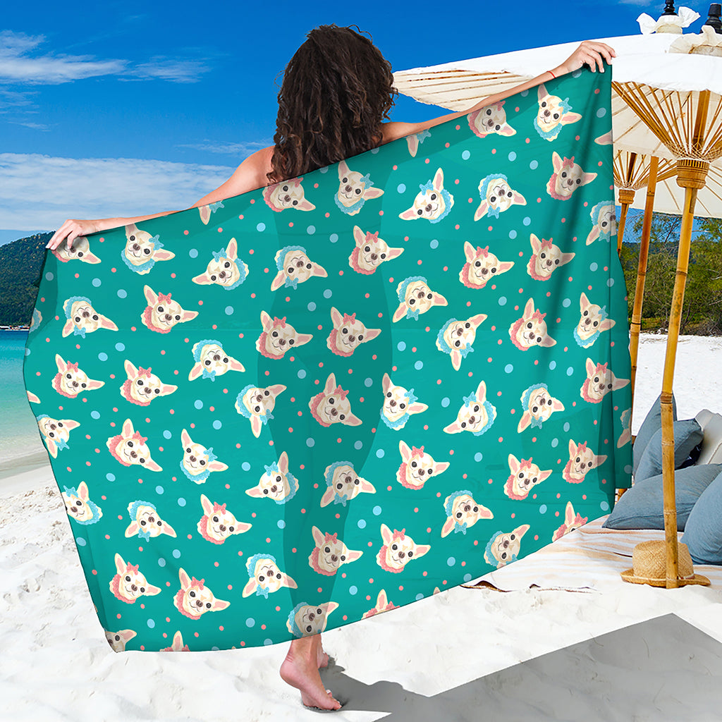 Chihuahua Puppy Pattern Print Beach Sarong Wrap