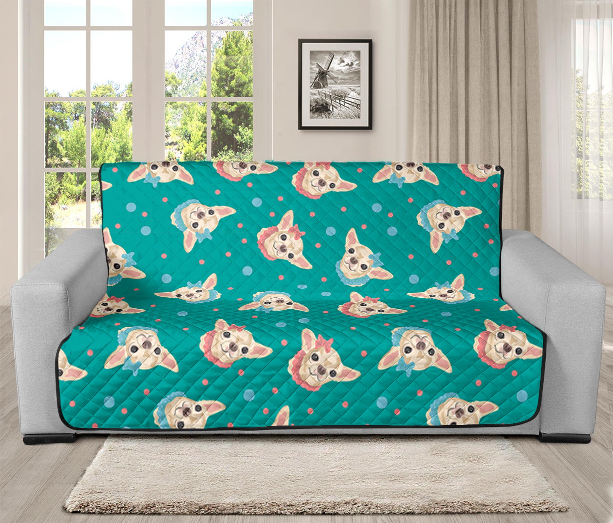 Chihuahua Puppy Pattern Print Futon Protector