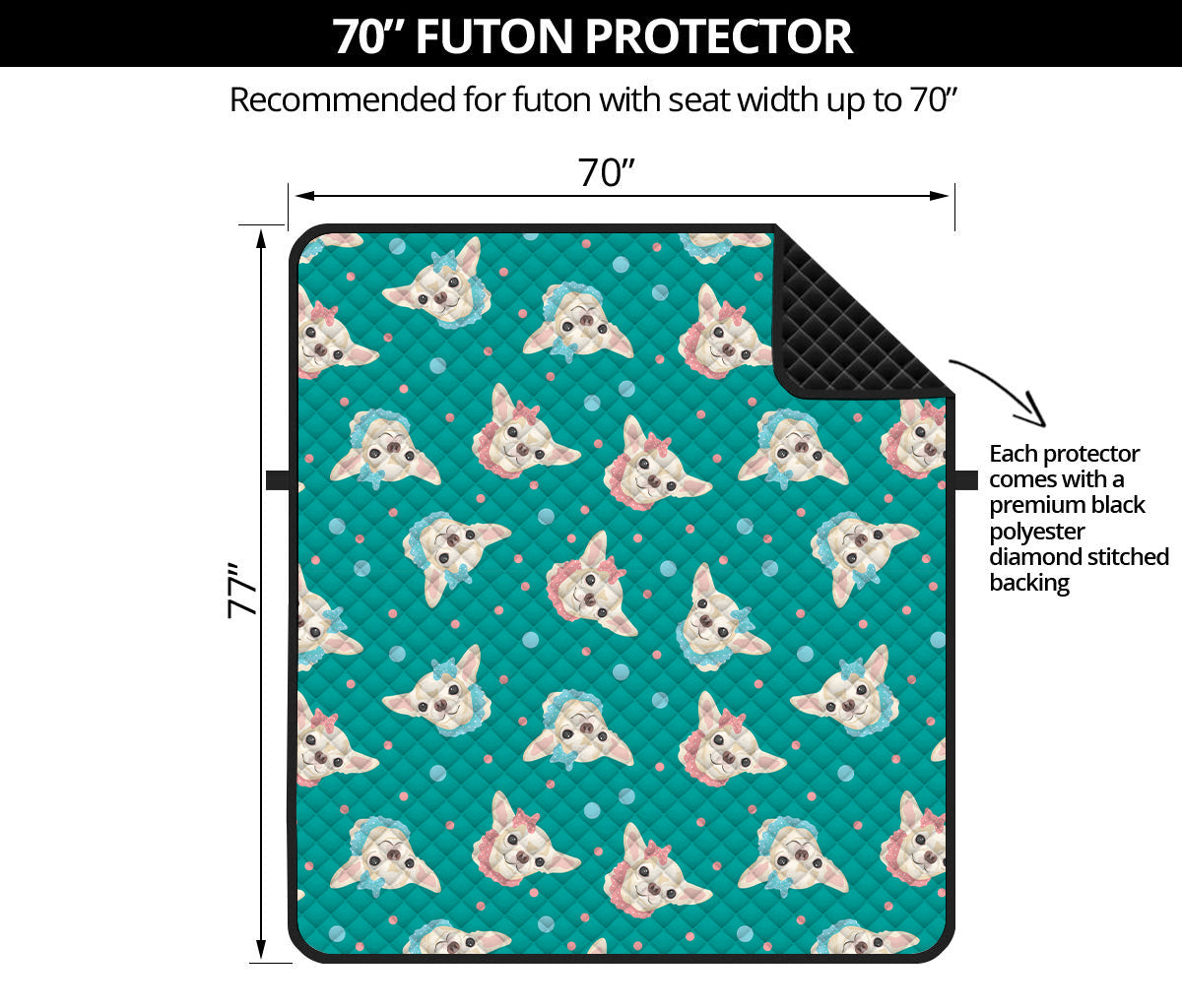 Chihuahua Puppy Pattern Print Futon Protector